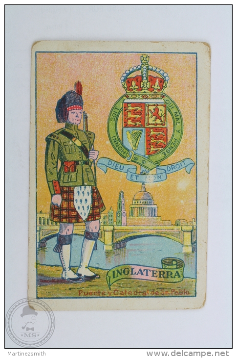 Old Trading Card/ Chromo, Military Uniforms, Coat Of Arms And National Buildings Of England - Otros & Sin Clasificación