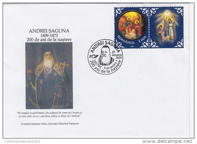 12325- MATROPOLITAN ANDREI SAGUNA, SPECIAL COVER, 2009, ROMANIA - Lettres & Documents