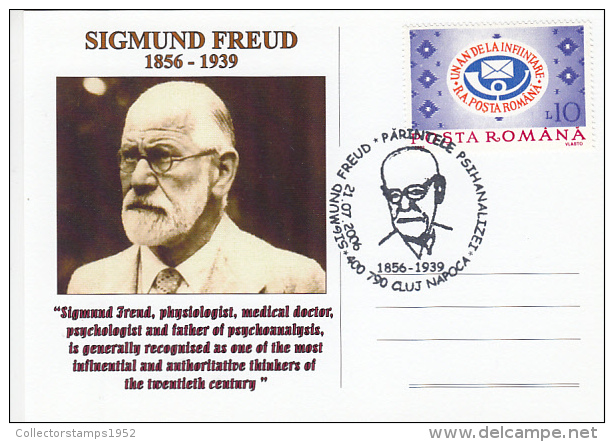 12416- SIGMUND FREUD, PSYCHOANALYSIS, SPECIAL POSTCARD, 2006, ROMANIA - Altri & Non Classificati