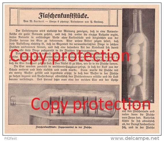 Original Zeitungsbericht - 1911 - Flaschen-Kunst , Flaschenkunst , Flasche , Glas , Kunst !!! - Glas & Kristall