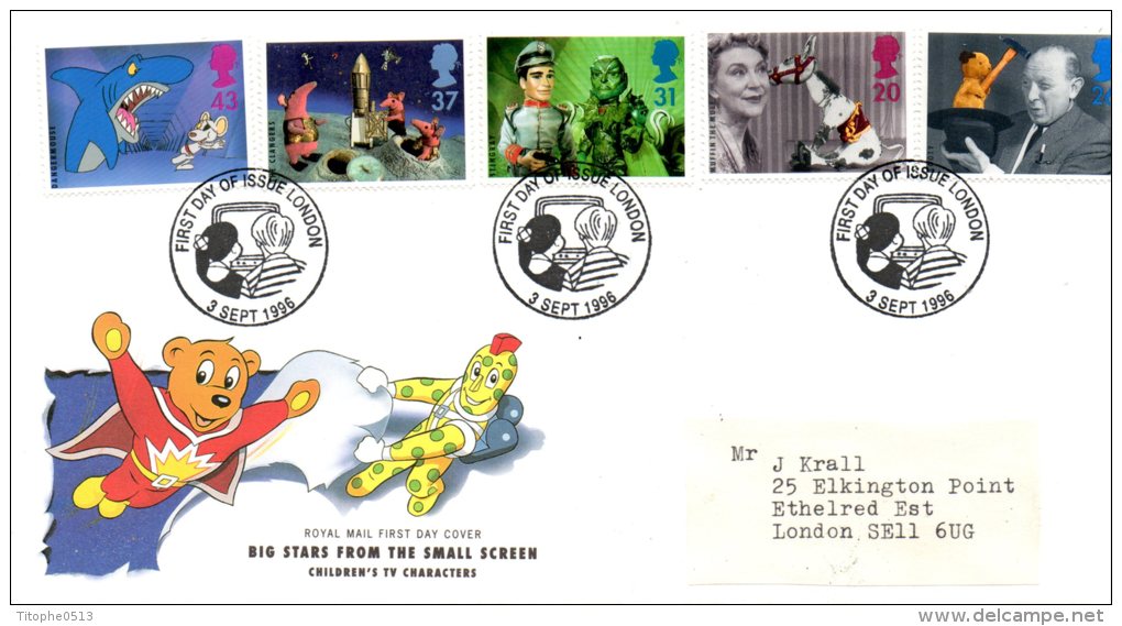 GRANDE-BRETAGNE. N°1910-4 De 1996 Sur Enveloppe 1er Jour. Emissions Pour Enfants/Marionnette.. - Marionnetten