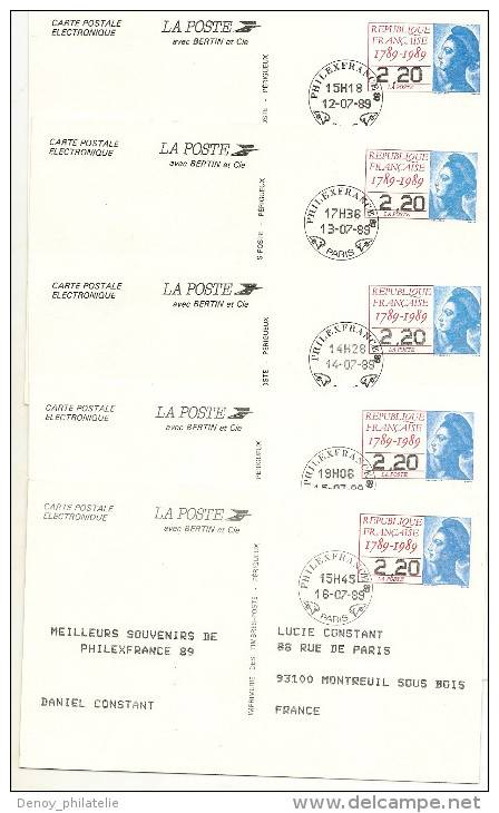 Lot De 10 Cartes Electroniques Philexfrance 1989 A 2.2 Dix Dates Differentes A Voir..................................... - Official Stationery