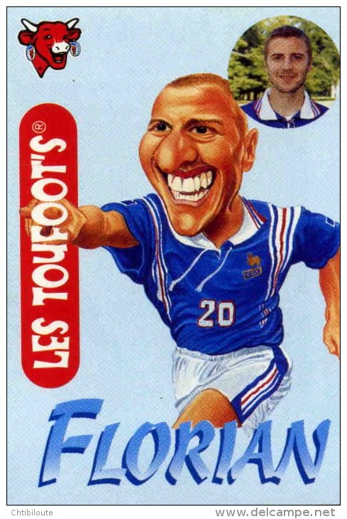 FOOTBALL "   FRANCE 98  "  LES TOUFOOTS "  FLORIAN MAURICE  N° 9   OFFERT PAR LA VACHE QUI RIT 5 X 7 CM - Football