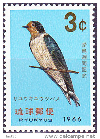 Ryu-Kyu-Inseln  - Schwalbe/swallow/avaler (MiNr: 172) 1966 - Postfr. MNH - Ryukyu Islands