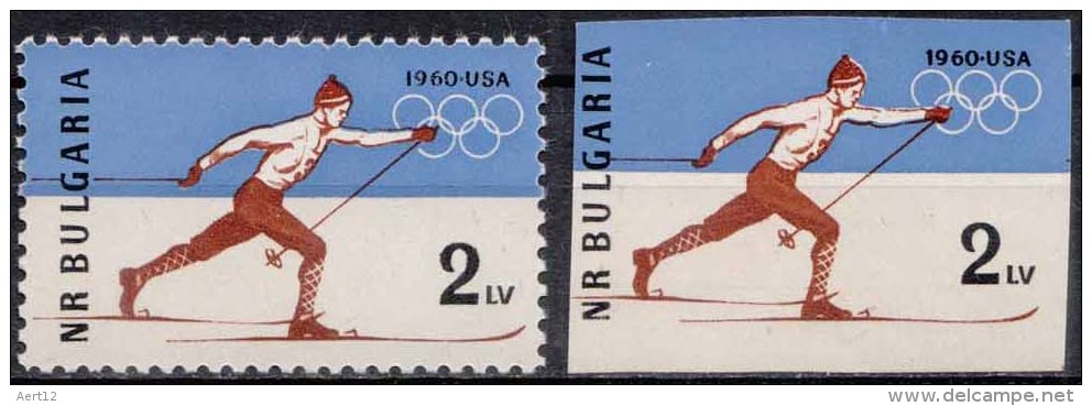 BULGARIA, 1960, Winter Olympic Games, Squaw Valley, Sport, Skier, MNH (**), Sc./Mi. 1094/1152A-B - Hiver 1960: Squaw Valley