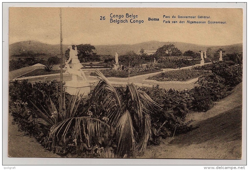 Congo Belge, Carte Postale, Boma, Parc Du Gouverneur, 5 C., Elisabethville, 5-3-13 - Postwaardestukken