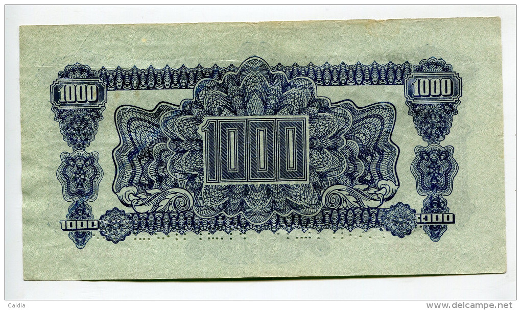 Tchécoslovaquie Czechoslovakia 1000 Korun 1944 XF SPECIMEN - Tchécoslovaquie