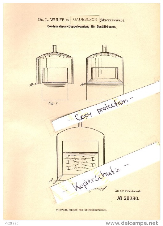 Original Patent - Dr. L. Wulff In Gadebusch I. Mecklenburg , 1883 , Condensations-Doppelwandung , Brauerei , Bier !!! - Gadebusch