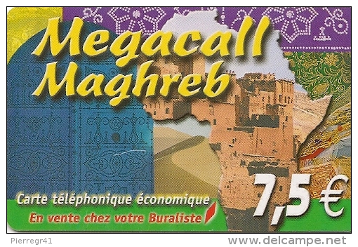 CARTE-PREPAYEE-DELTA-MULT IMEDIA-MEGACALL-7 .5€-MAGHREB-30/06/2006-PLA STIC Epais-TBE     - - Autres & Non Classés