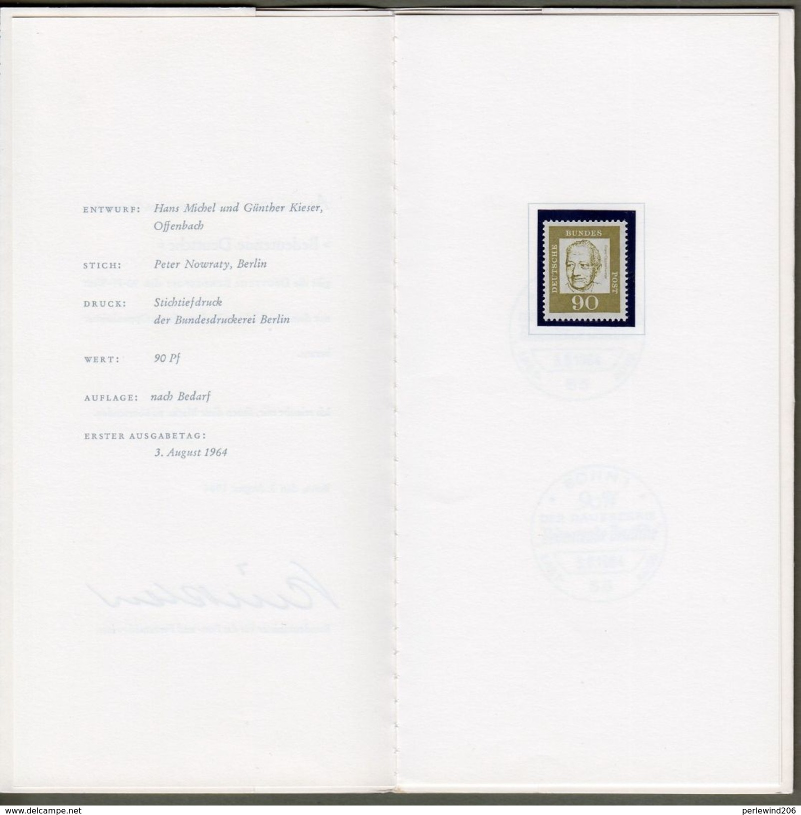 Bund : Minister Card - Ministerkarte Typ III, Mi-Nr. 360: " Dauerserie Bedeutende Deutsche - Franz Oppenheimer "      X - Briefe U. Dokumente