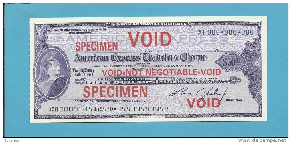 50 DOLLARS - U.S. DOLLAR TRAVELLERS CHEQUE - SPECIMEN - American Express - 2 Scans - Cheques & Traverler's Cheques