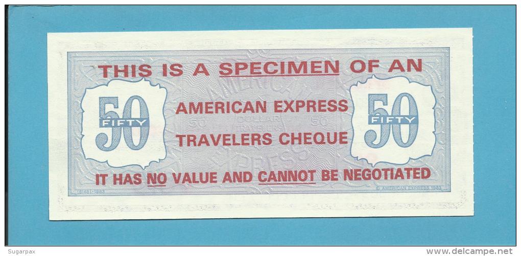 50 DOLLARS - U.S. DOLLAR TRAVELLERS CHEQUE - SPECIMEN - American Express - 2 Scans - Cheques & Traverler's Cheques