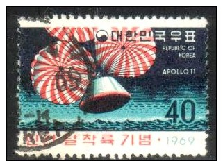 First Astronaut On Moon, Spacecraft Splashdown, Korea Stamp SC#663 Used - Corée (...-1945)