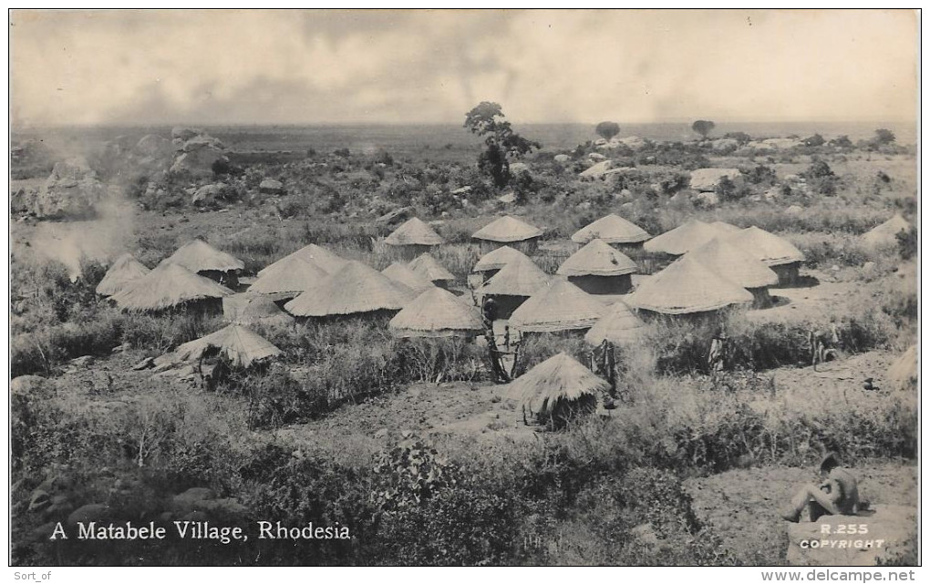 REAL PHOTO - RHODESIA - A MATABELE VILLAGE  -   S847 - Zambia