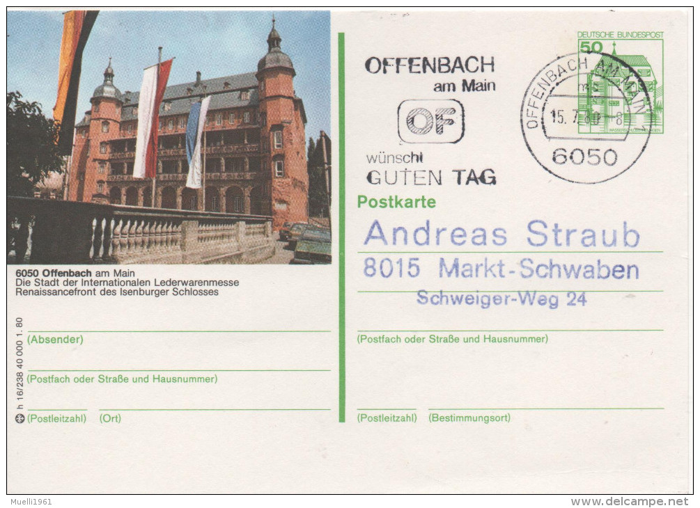 Nr. 3843,  Ganzsache Deutsche Bundespost,  Offenbach - Cartoline Illustrate - Usati