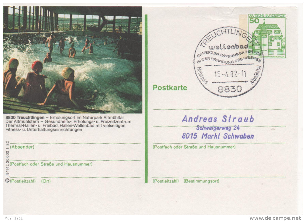 Nr. 3864,  Ganzsache Deutsche Bundespost,  Treuchtlingen - Illustrated Postcards - Used