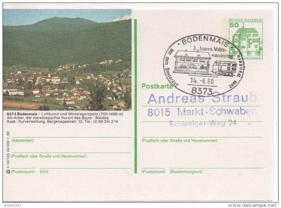 Nr. 3866,  Ganzsache Deutsche Bundespost,  Bodenmais - Cartoline Illustrate - Usati