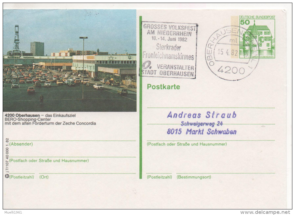 Nr. 3872,  Ganzsache Deutsche Bundespost,  Oberhausen - Illustrated Postcards - Used
