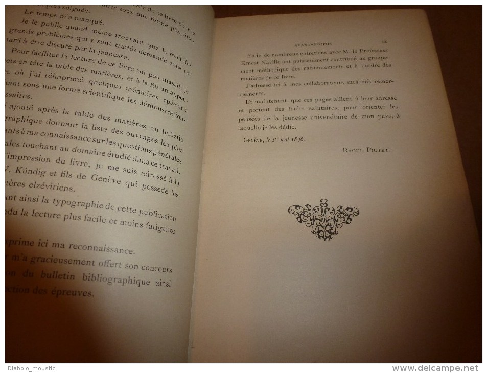 1897 (rare,avec dédicace manuscrite Raoul Pictet au professeur Cornu) ETUDE CRITIQUE du MATERIALISME et du SPIRITUALISME