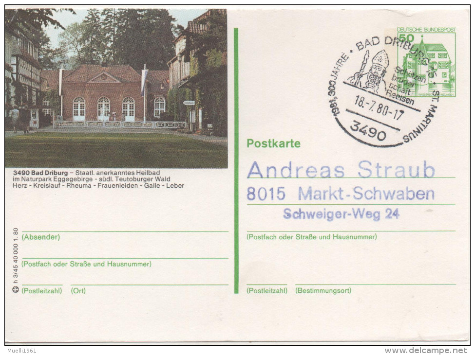 Nr. 3892,  Ganzsache Deutsche Bundespost, Bad Driburg - Cartoline Illustrate - Usati