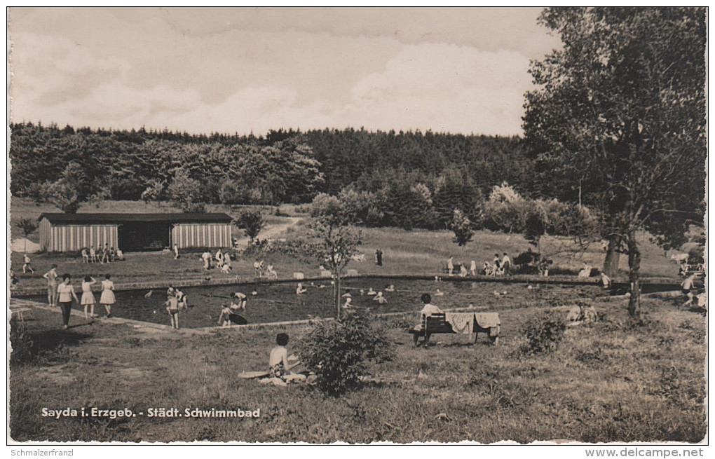 AK Erzgebirge Sayda Schwimmbad Bad Freibad Bei Olbernhau Heidersdorf Neuhausen Rechenberg Heidersdorf Friedebach Mulda - Mulda (Erzgeb.)