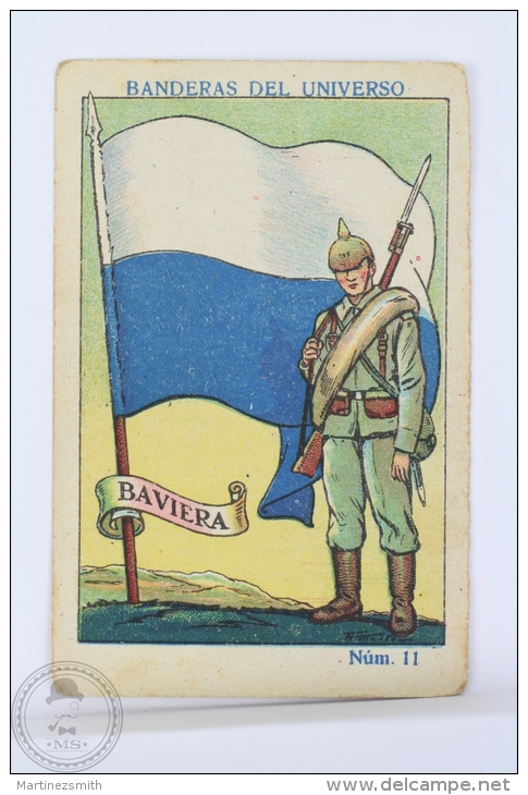 Rare 1900´s Trading Card/ Chromo - WWI Bavaria Flag & Military Uniform - Otros & Sin Clasificación