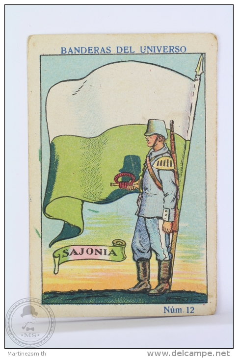 Rare 1900´s Trading Card/ Chromo - WWI Saxony Flag & Military Uniform - Otros & Sin Clasificación