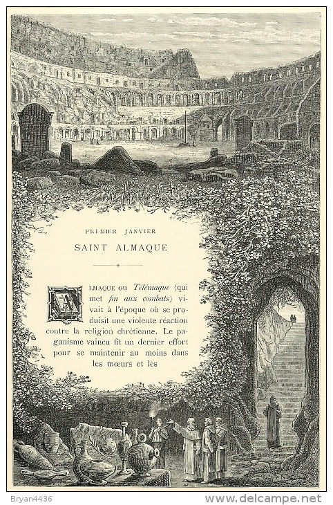 Saint-Almaque - ** Grande Image Religieuse ** - 1887 - Illustrée Et Décorée Par Yan´Dargent - (14 X 22 Cm) - TB - Devotieprenten