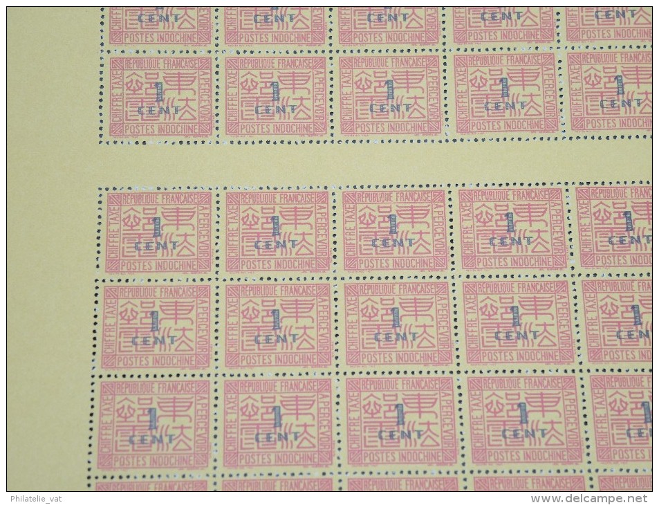 INDOCHINE - Taxe  N° 60 - 1/2 Feuille De 50 Exemplaires - Luxe  - Lot N° 3752 - Postage Due