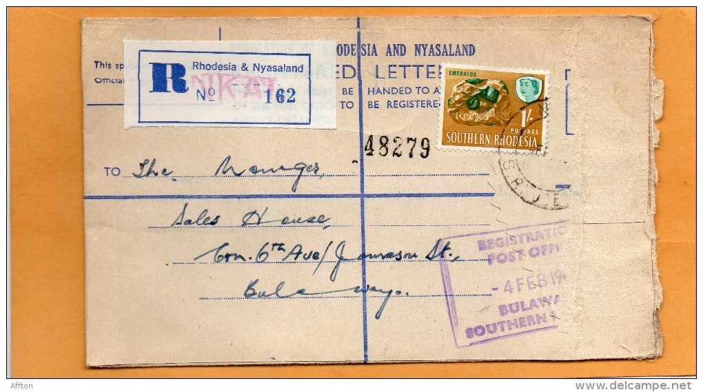 Nkai Rhodesia & Nyasaland 1965 Registered Cover Mailed - Rhodesien (1964-1980)