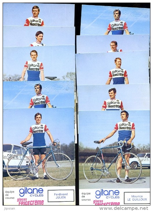 Lot De 10 Photographies Cyclistes équipe Gitane Frigécrème 1973     JA15 26 - Ciclismo