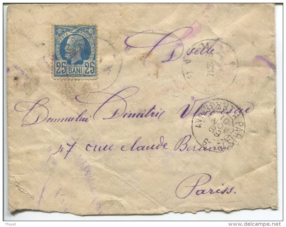 Romania - Cover Circulated To Paris , Mi.# 67 - Lettres & Documents