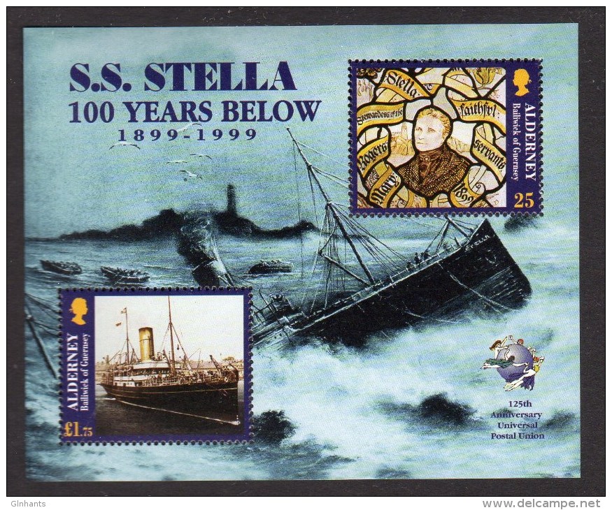 ALDERNEY GB - 1999 SS STELLA 100th ANNIVERSARY MS SG MS A124 FINE MNH ** - Alderney