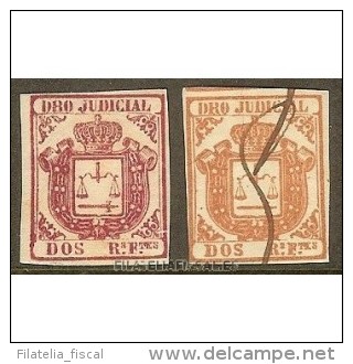 COLONIAS ESPAÑOLAS. DRO JUDICIAL DOS REALES FUERTES ROJO DE 1856 (2 Unidades) - Fiscali