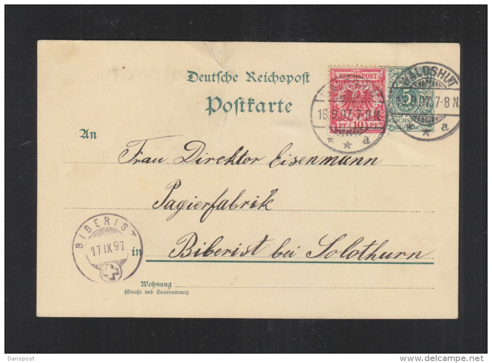 Dt. Reich GSK 1897 Mit ZuF Waldshut In Die Schweiz Gelaufen - Storia Postale