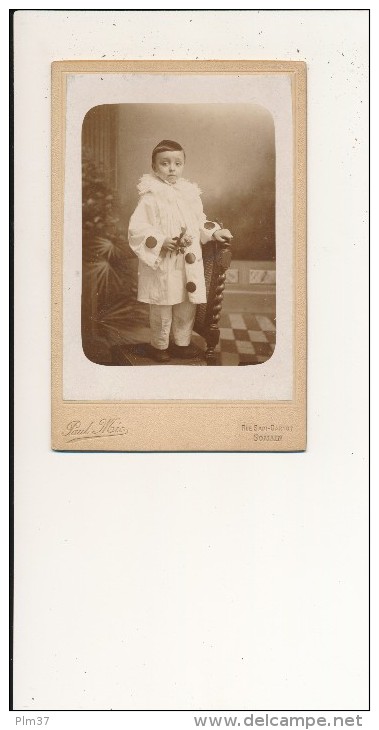 PHOTO - Cabinet - Portrait , Enfant Arlequin - Paul Mio, SOMAIN - Anciennes (Av. 1900)