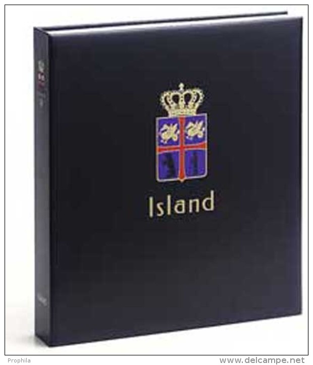 DAVO 9041 Luxus Binder Briefmarkenalbum Island I - Grand Format, Fond Noir
