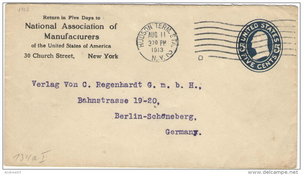 STATI UNITI - UNITED STATES - USA - US - 1913 - 5 Cents - Intero Postale - Entier Postal - Postal Stationery - Viaggi... - 1901-20