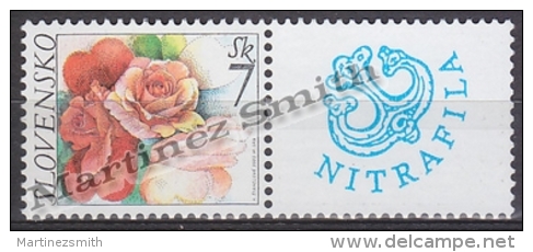 Slovakia - Slovaquie 2003 Yvert 386a Message Stamp, Flowers With Tab - MNH - Ungebraucht