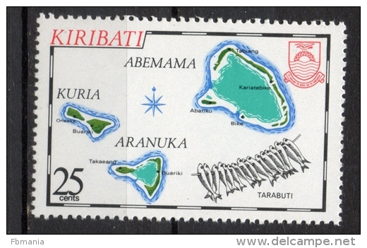 Kiribati 1983 - Cartina Delle Isole Kuria Aranuka Abemama Map Of The Islands Pesci Fish MNH ** - Kiribati (1979-...)