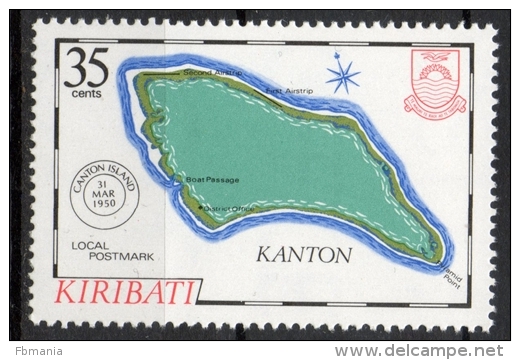 Kiribati 1984 - Cartina Dell' Isola Kanton Map Of The Island Timbro Postale Postmark MNH ** - Kiribati (1979-...)