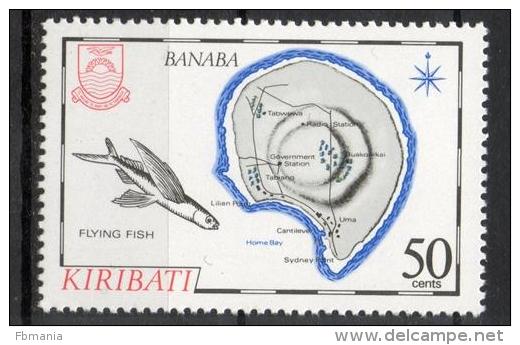 Kiribati 1984 - Cartina Dell' Isola Banaba Map Of The Island Pesce Volante Flying Fish MNH ** - Kiribati (1979-...)