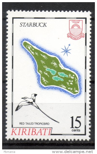 Kiribati 1987 - Cartina Isola Starbuck Map Of The Island Fetonte Codarossa Red Tailed Tropicbird Uccelli Birds MNH ** - Kiribati (1979-...)