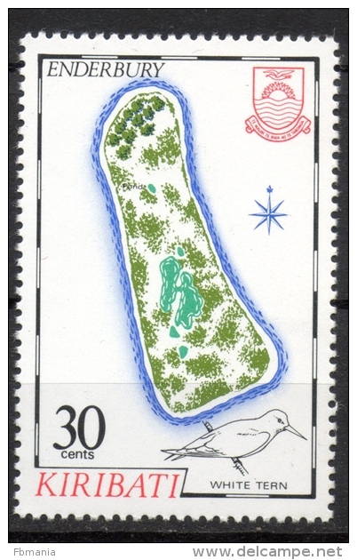 Kiribati 1987 - Cartina Isola Enderbury Map Of The Island Sterna Bianca White Tern Uccelli Birds MNH ** - Kiribati (1979-...)