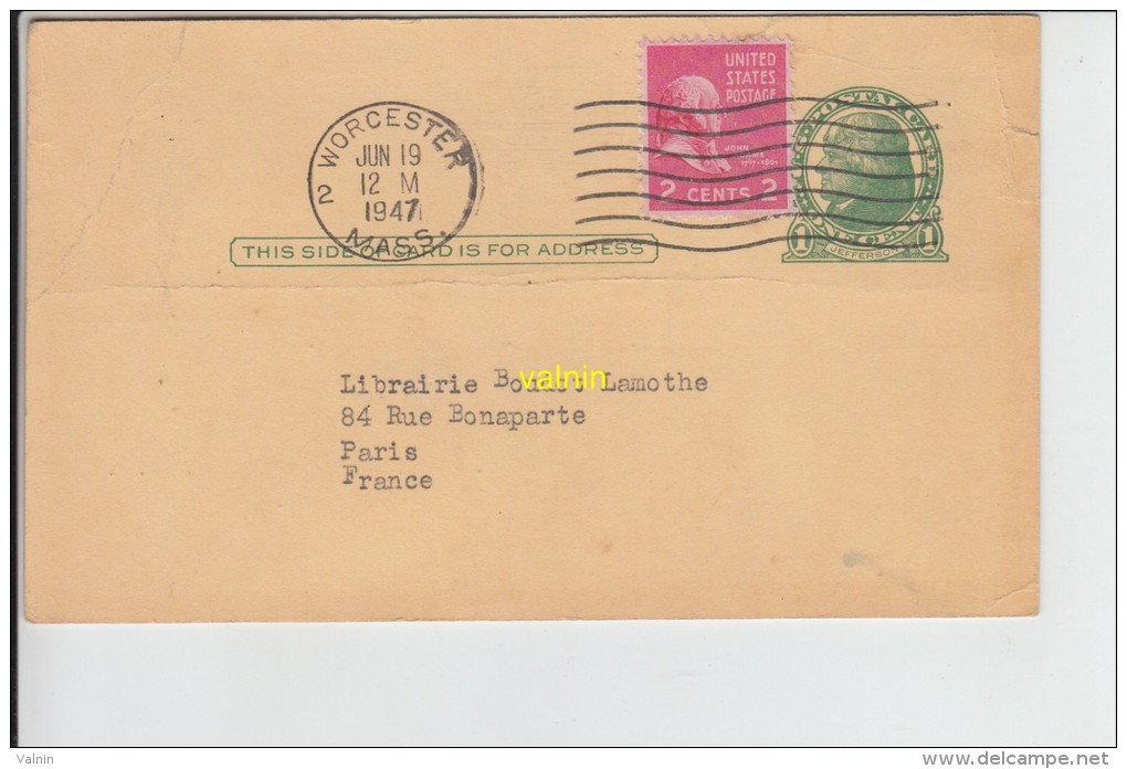 Carte Lettre Timbrée    Usa   Worcester Massachusetts   Holy Cross College Library - Other & Unclassified