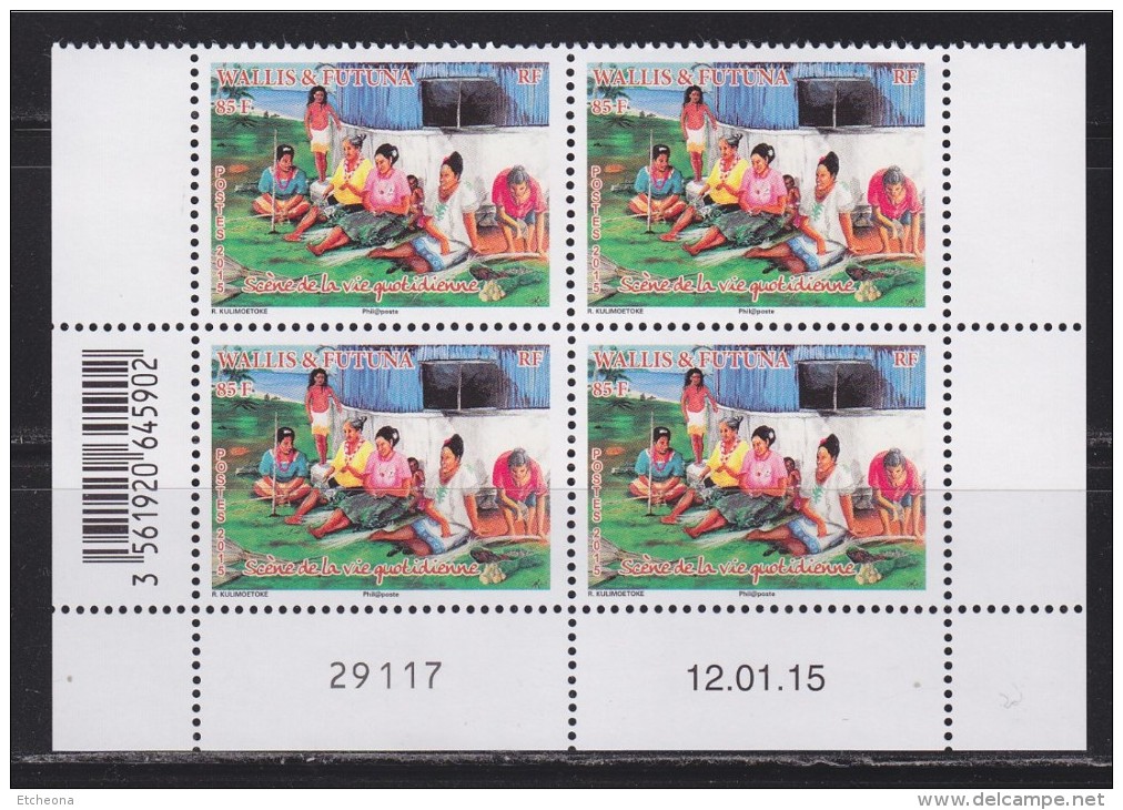 = Bloc 4 Timbres Datés 12.01.15 Wallis Et Futuna Scène De La Vie Quotidienne 85F  N°833 - Ongebruikt