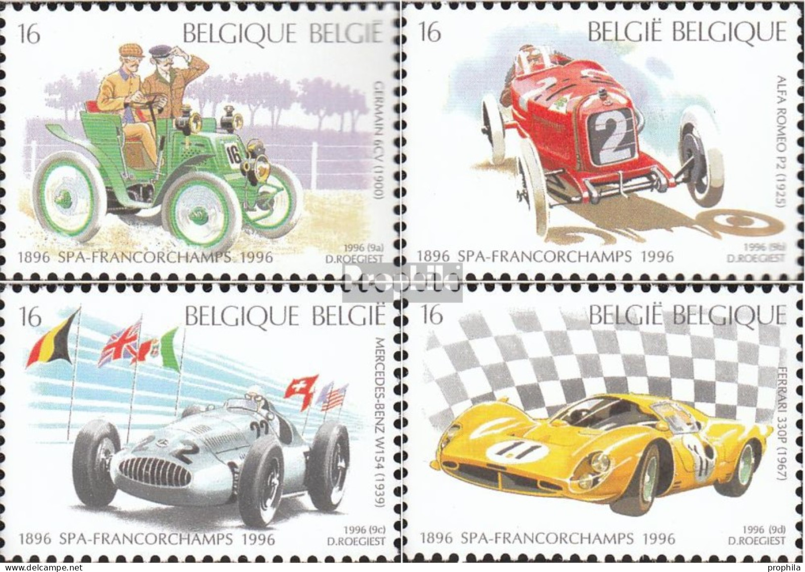 Belgien 2703-2706 (kompl.Ausg.) Postfrisch 1996 Autorennen - Ungebraucht