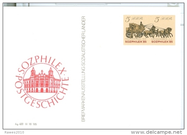 DDR Sonderpostkarte 1985 Ungebraucht Briefmarkenausstellung Sozphilex Postgeschichte Postkutsche - Cartes Postales - Neuves