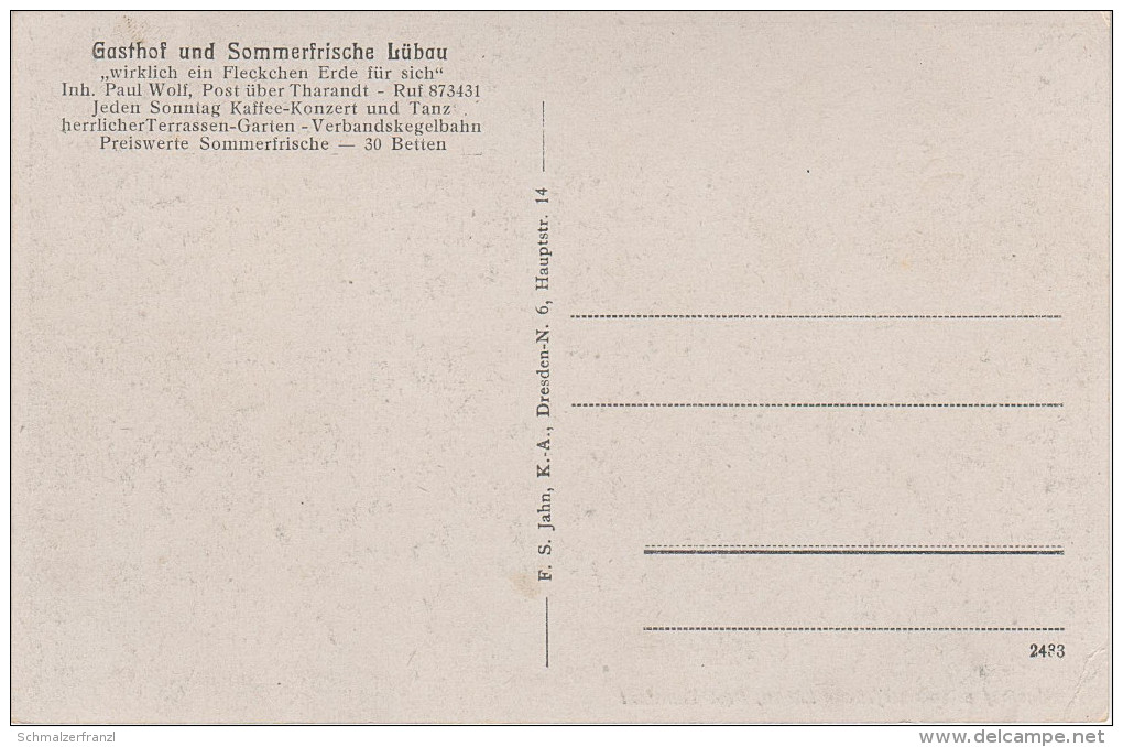 Litho AK Sommerfrische Lübau Rabenau Gasthof Garten Bei Tharandt Borlas Spechtritz Edle Krone Höckendorf Seifersdorf - Rabenau