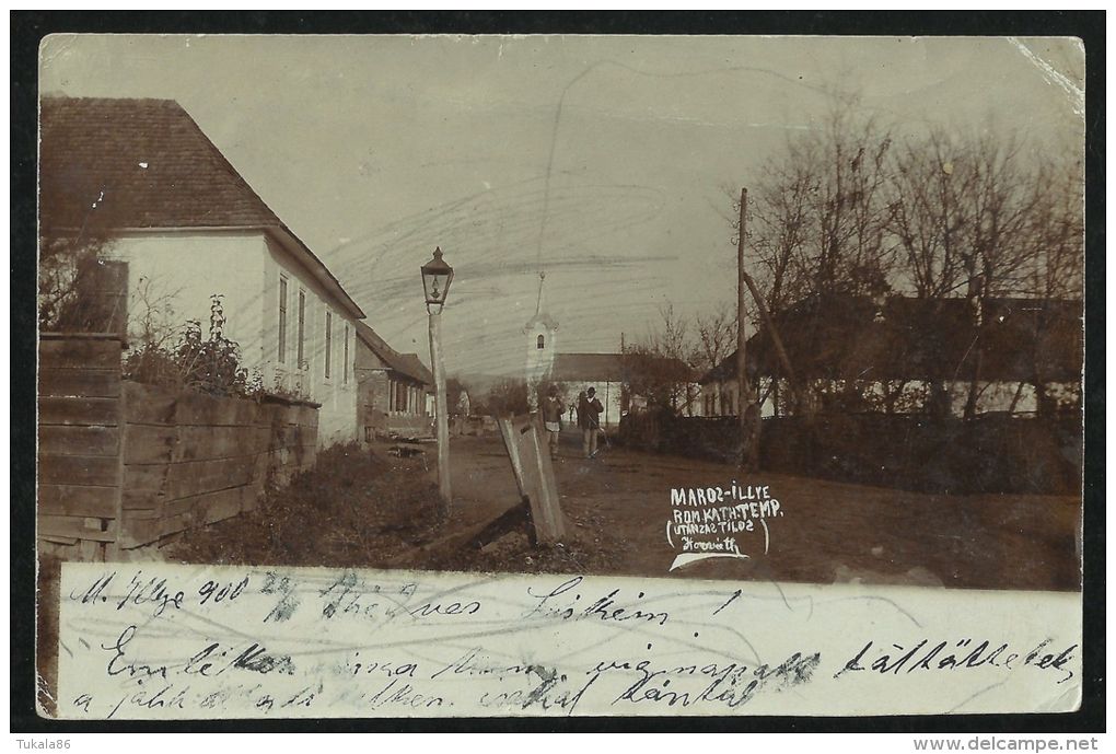 ROMANIA HUNGARY  1900 Marosillye,Ilia -Church,street View,REAL PHOTO Postcard - Rumänien